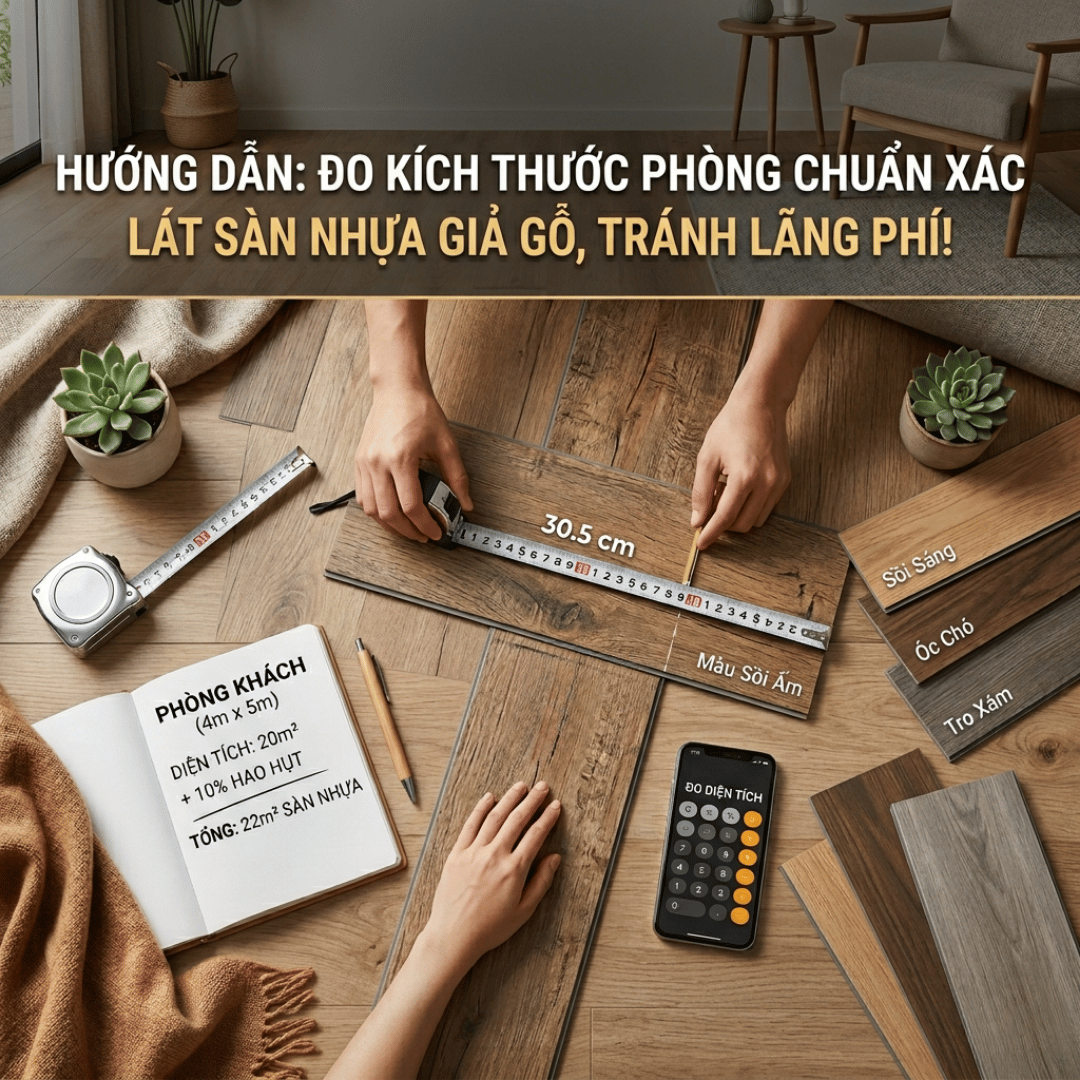 CÁCH ĐO KÍCH THƯỚC PHÒNG ĐỂ LÁT SÀN NHỰA GIẢ GỖ CHUẨN XÁC, TRÁNH LÃNG PHÍ
