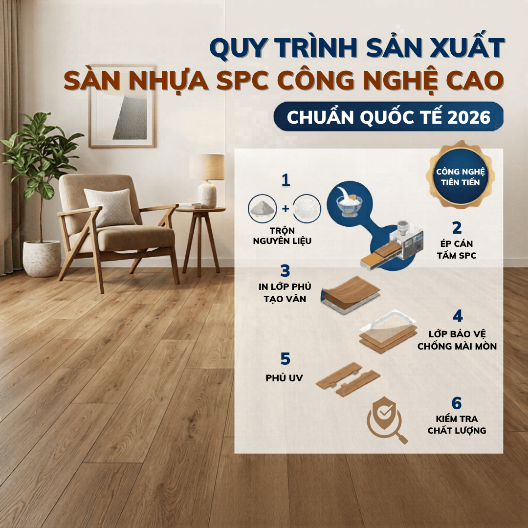 QUY TRÌNH SẢN XUẤT SÀN NHỰA SPC CÔNG NGHỆ CAO CHUẨN QUỐC TẾ 2026