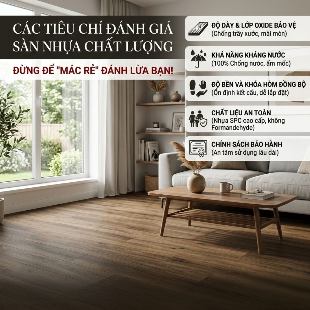 CÁC TIÊU CHÍ ĐÁNH GIÁ SÀN NHỰA CHẤT LƯỢNG: ĐỪNG ĐỂ 