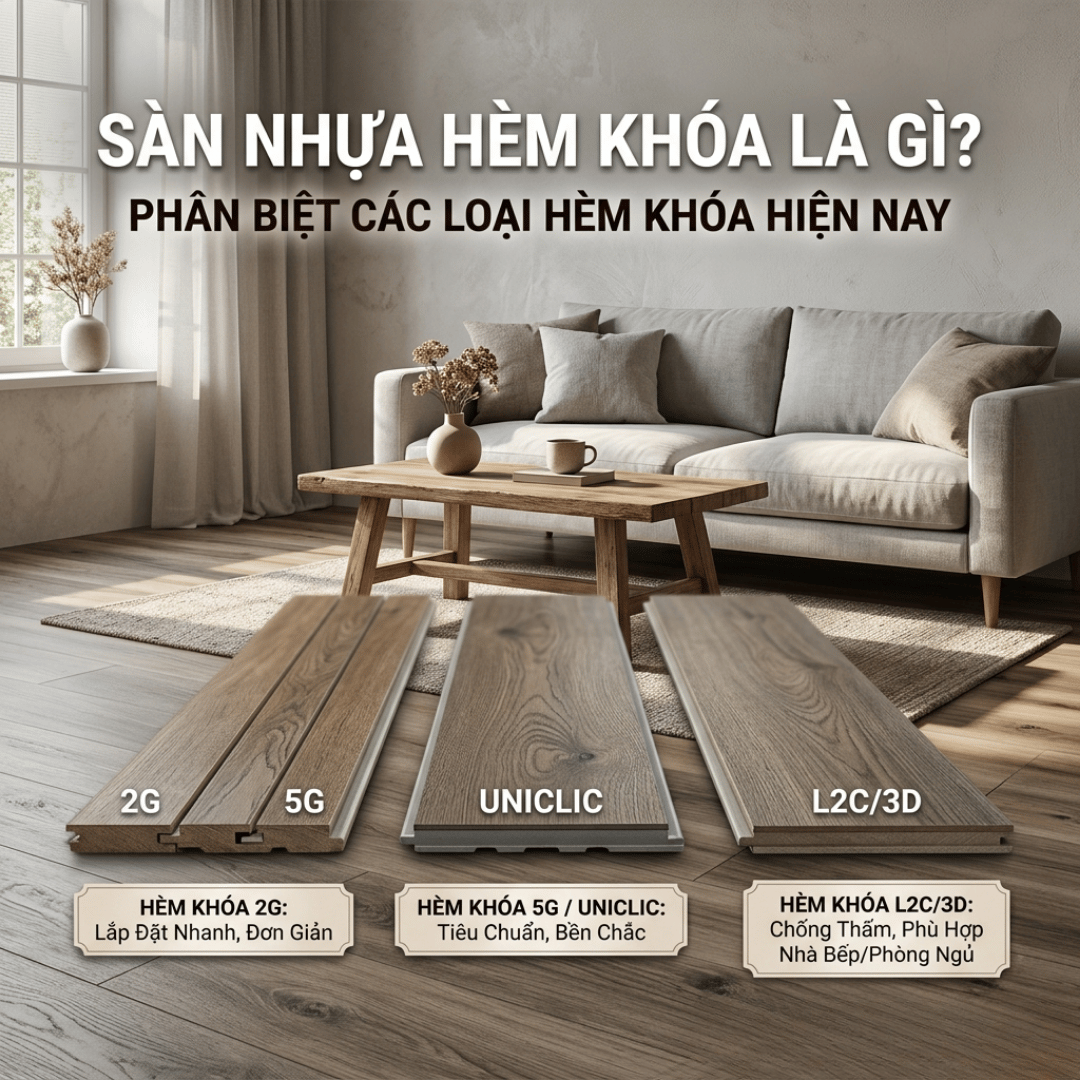 SÀN NHỰA HÈM KHÓA LÀ GÌ? PHÂN BIỆT CÁC LOẠI HÈM KHÓA CỦA SÀN NHỰA HIỆN NAY