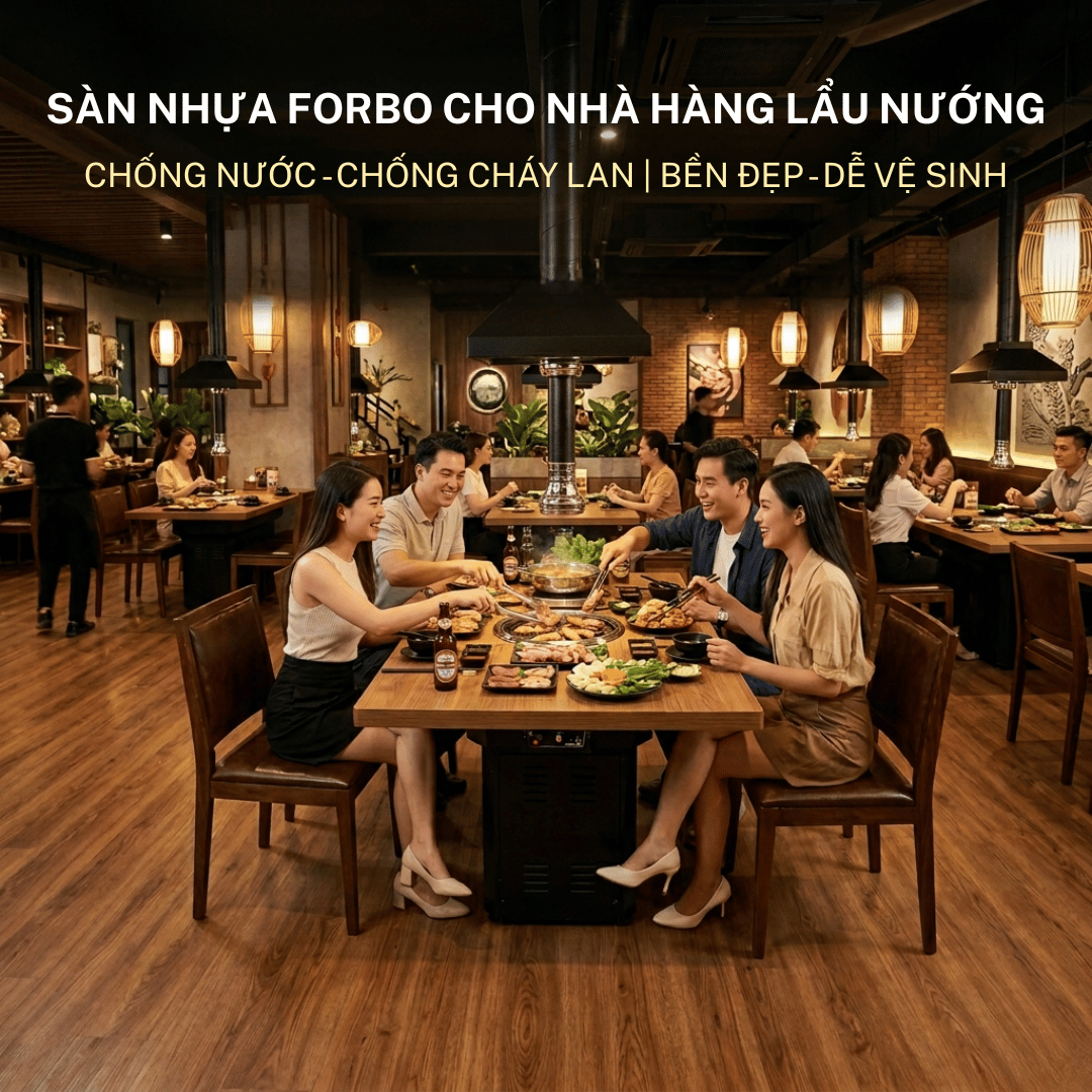 ỨNG DỤNG SÀN NHỰA CHO NHÀ HÀNG LẨU NƯỚNG