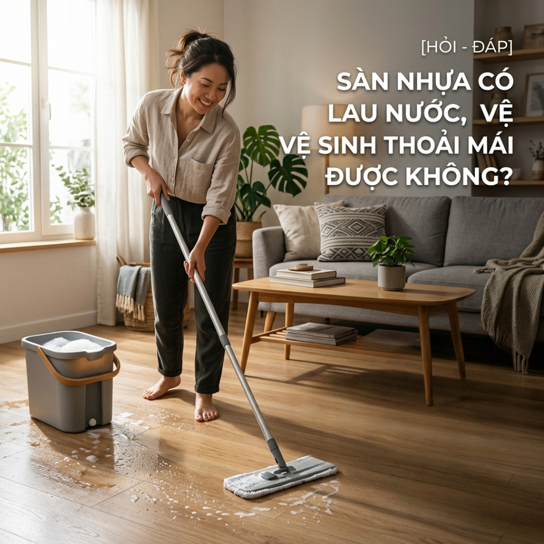 SÀN NHỰA CÓ LAU NƯỚC, VỆ SINH THOẢI MÁI ĐƯỢC KHÔNG?