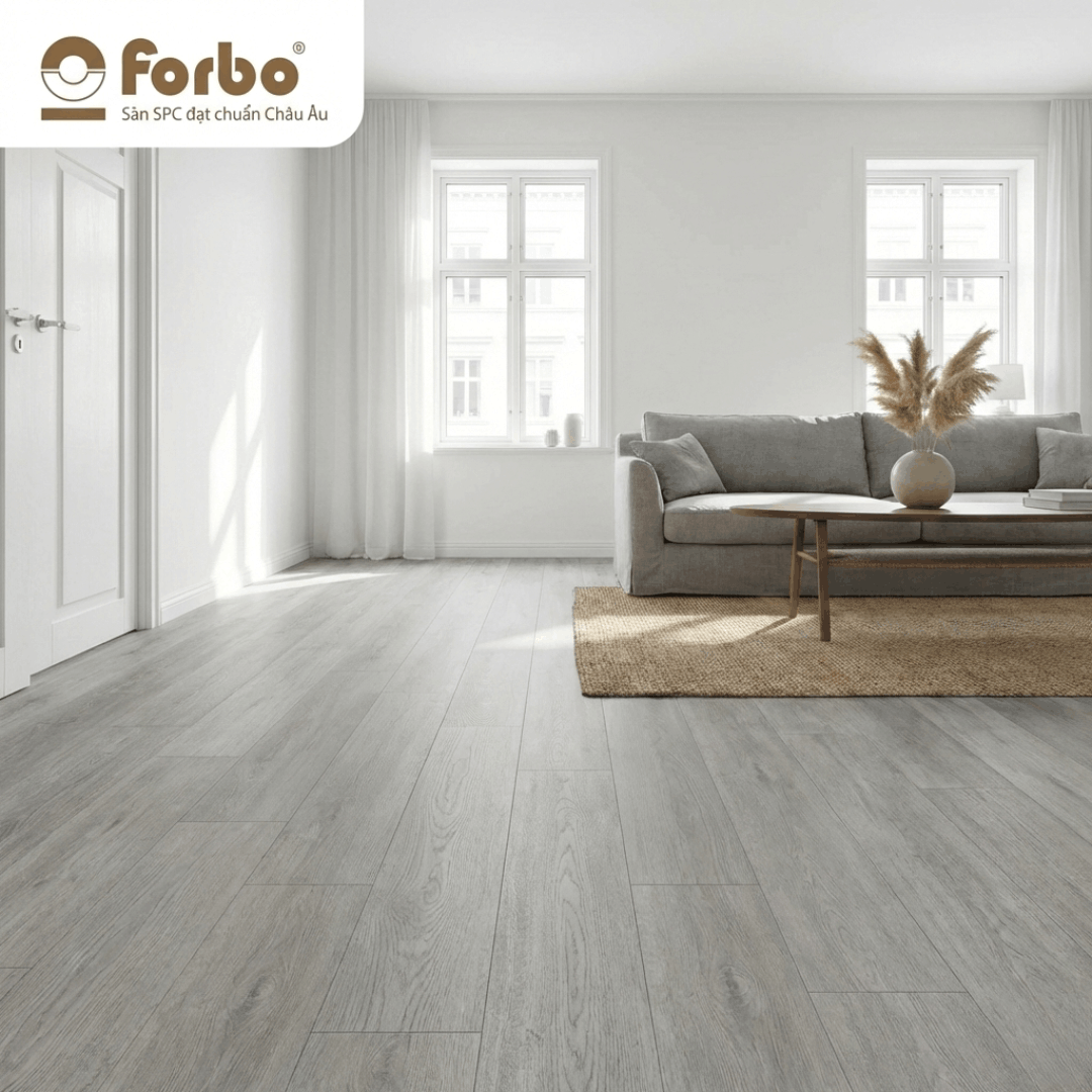 Sàn nhựa giả gỗ màu xám: Xu hướng thiết kế nội thất hiện đại 2026