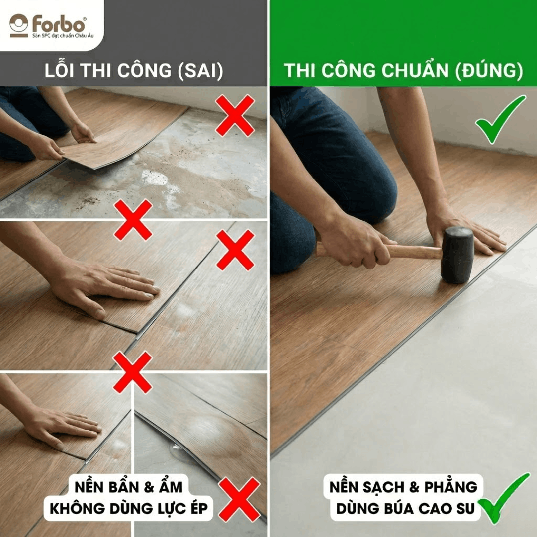 5 Lỗi Thi Công Sàn Nhựa Dán Keo Trong Nhà Thường Gặp: Đừng Để Sự Chủ Quan Làm Hỏng Cả Mặt Sàn