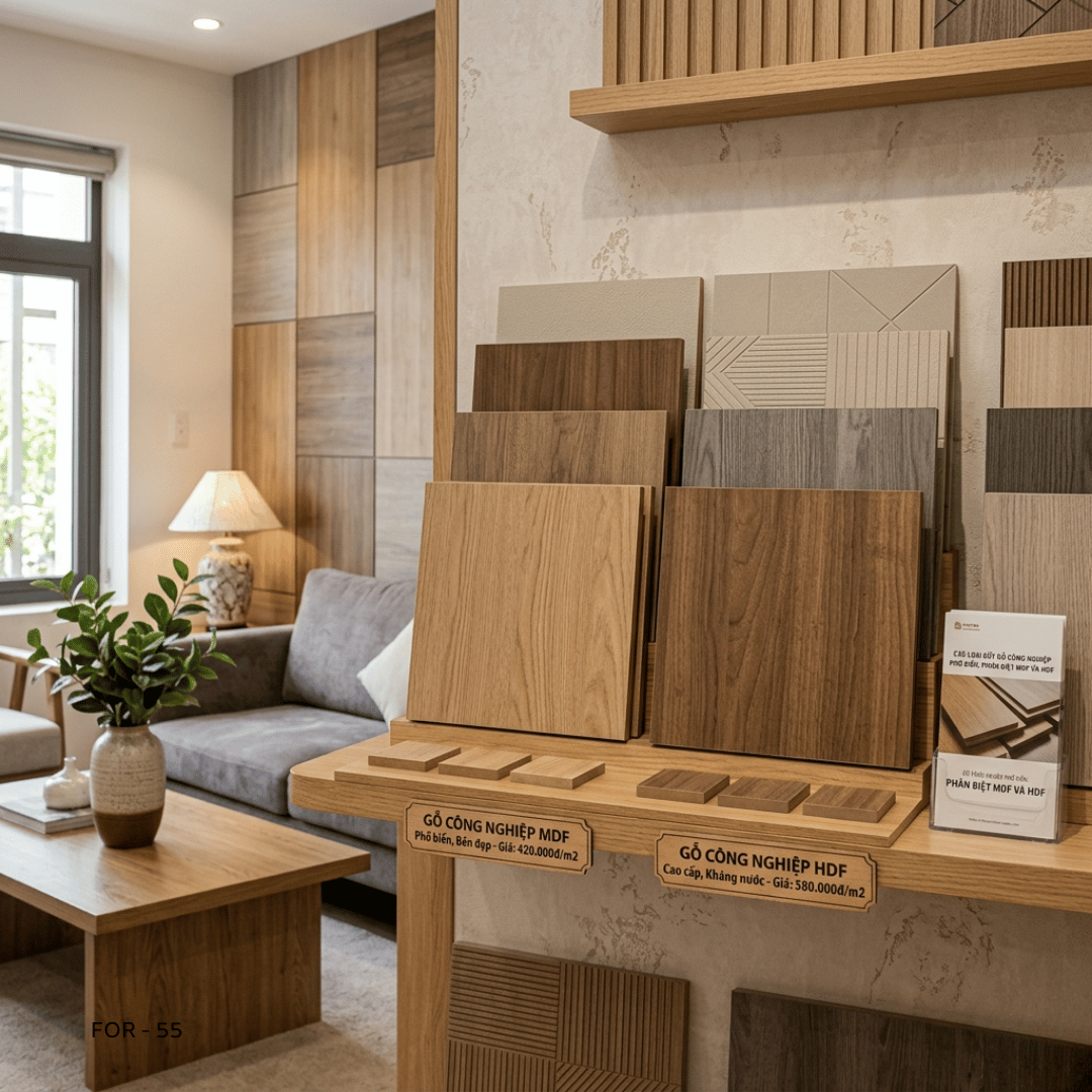 CÁC LOẠI CỐT GỖ CÔNG NGHIỆP PHỔ BIẾN: PHÂN BIỆT MDF VÀ HDF