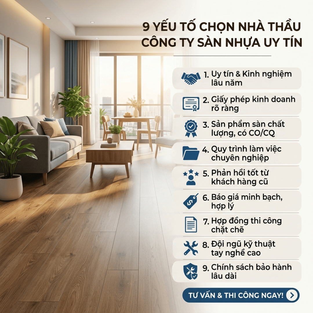 9 YẾU TỐ CHỌN NHÀ THẦU CÔNG TY SÀN NHỰA UY TÍN HÀNG ĐẦU