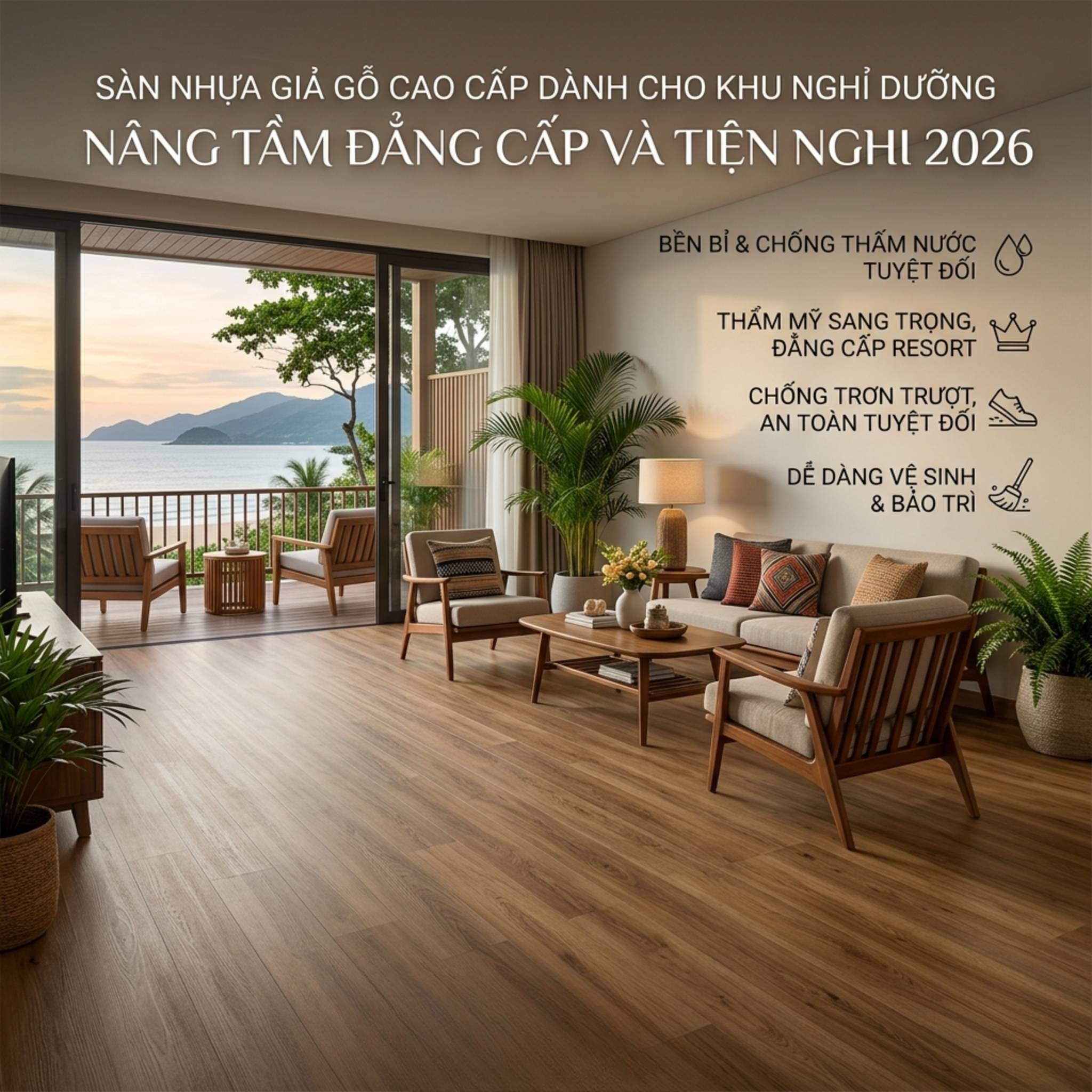 SÀN NHỰA CHO KHU NGHỈ DƯỠNG: NÂNG TẦM ĐẲNG CẤP VÀ TIỆN NGHI 2026