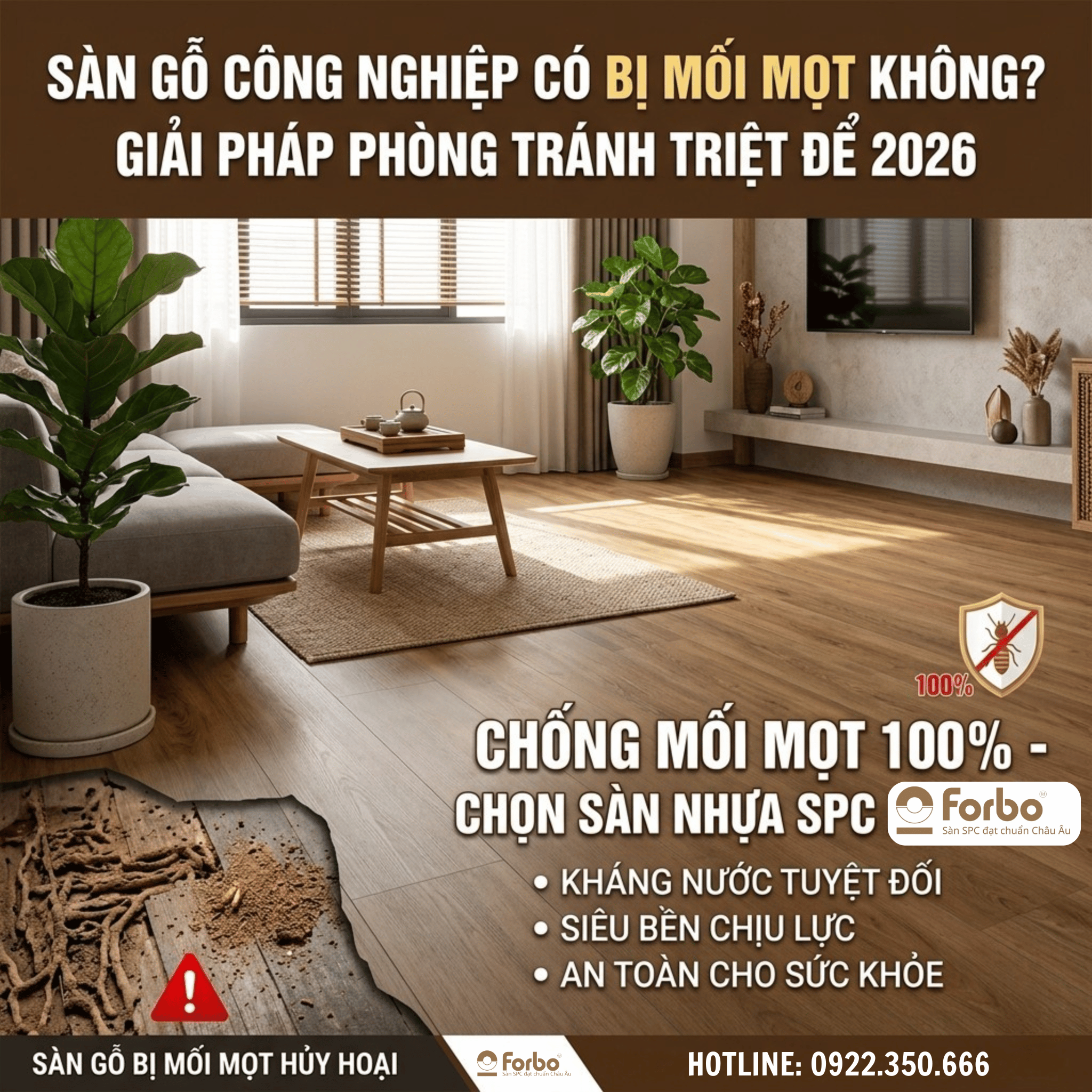 SÀN GỖ CÔNG NGHIỆP CÓ BỊ MỐI MỌT KHÔNG? GIẢI PHÁP PHÒNG TRÁNH TRIỆT ĐỂ 2026