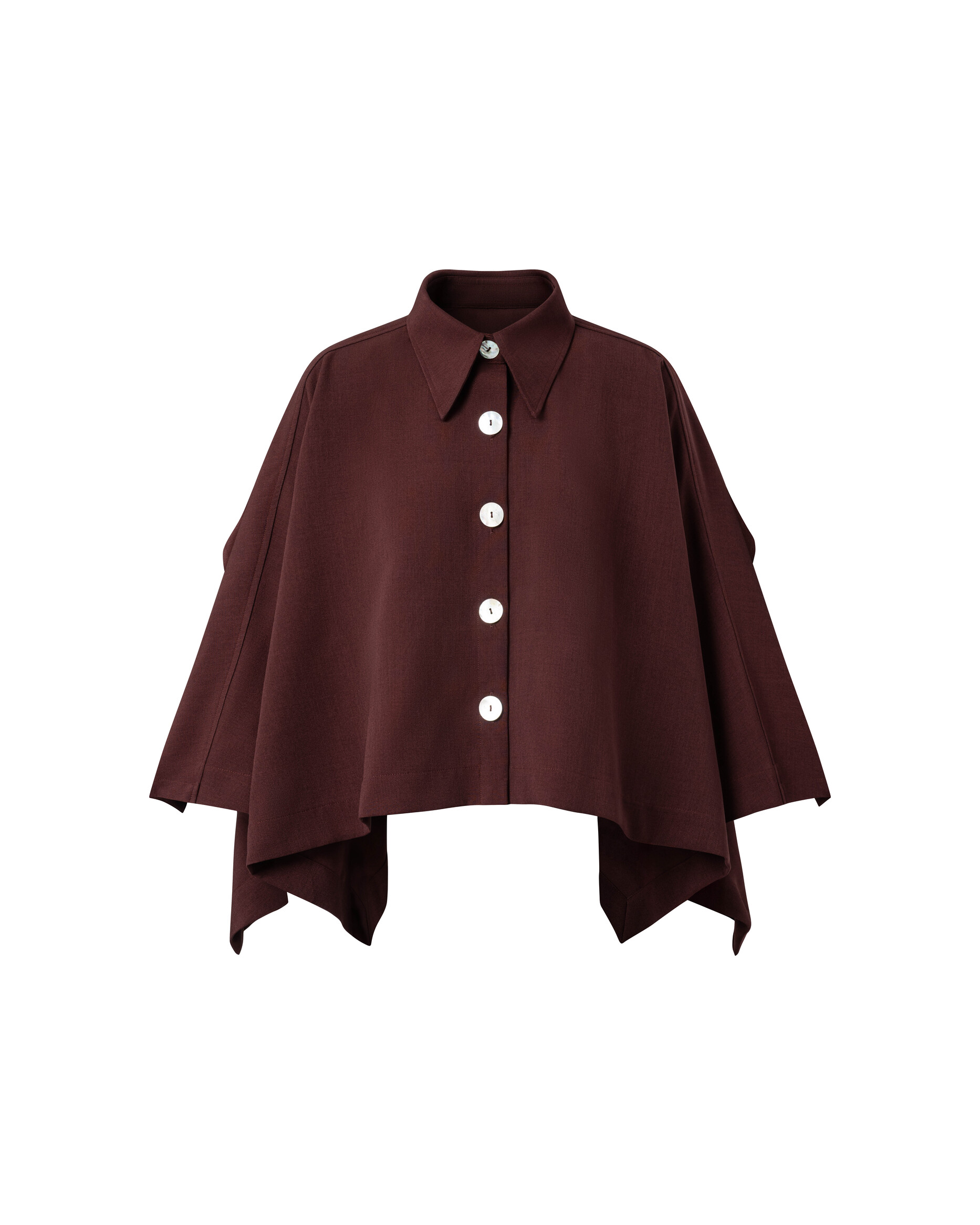 [ BROWN ] CAPE SHIRT