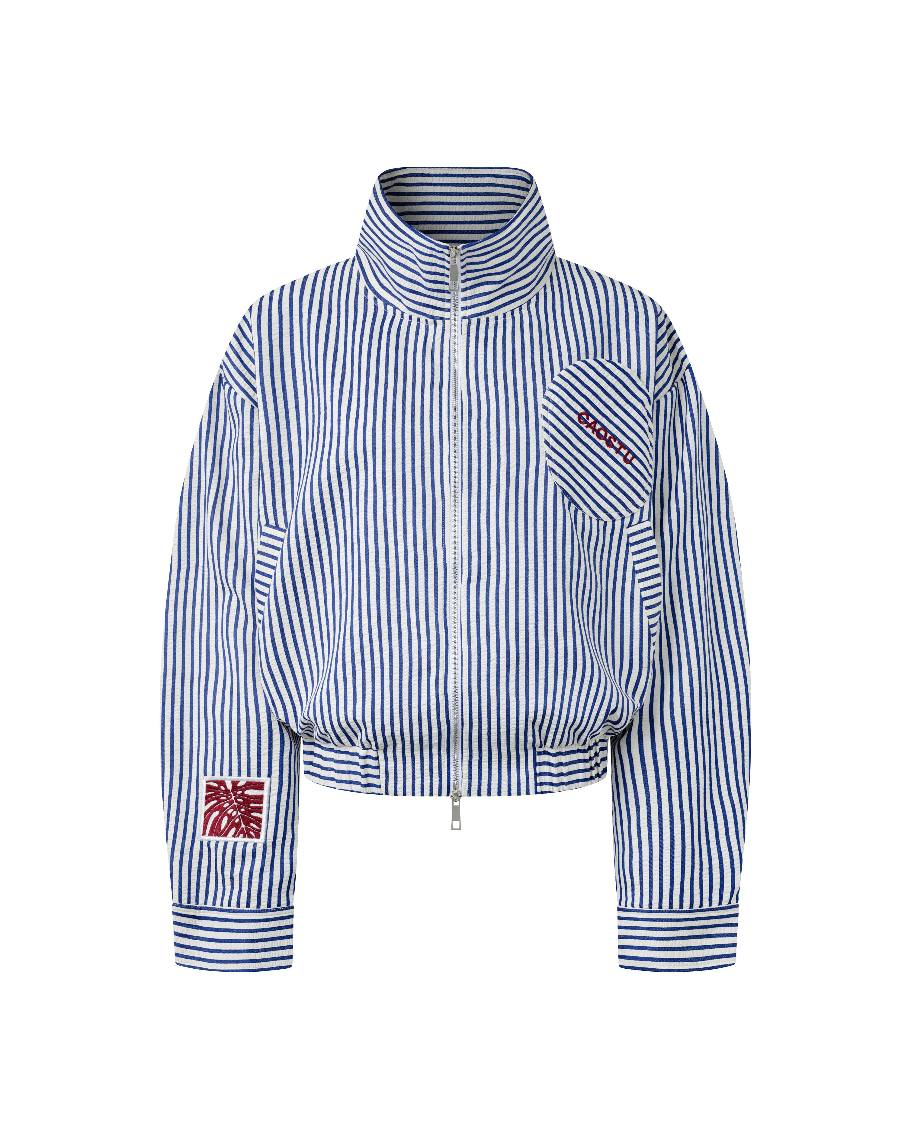 [ STRIPE ] MONSTERA STAND COLLAR JACKET