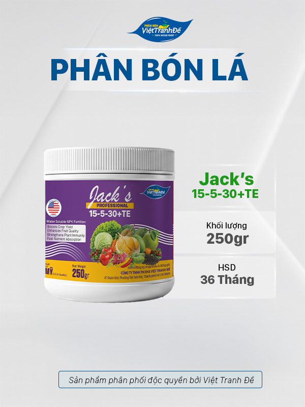 PHÂN BÓN LÁ (MỸ) HÒA TAN NPK 15-5-30+TE VIỆT TRANH ĐỀ