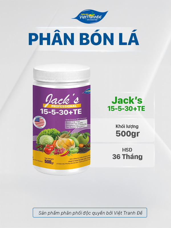 PHÂN BÓN LÁ (MỸ) HÒA TAN NPK 15-5-30+TE VIỆT TRANH ĐỀ