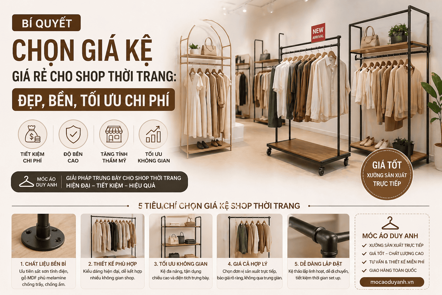 Bí Quyết Chọn Giá Kệ Giá Rẻ Cho Shop Thời Trang: Đẹp, Bền, Tối Ưu Chi Phí