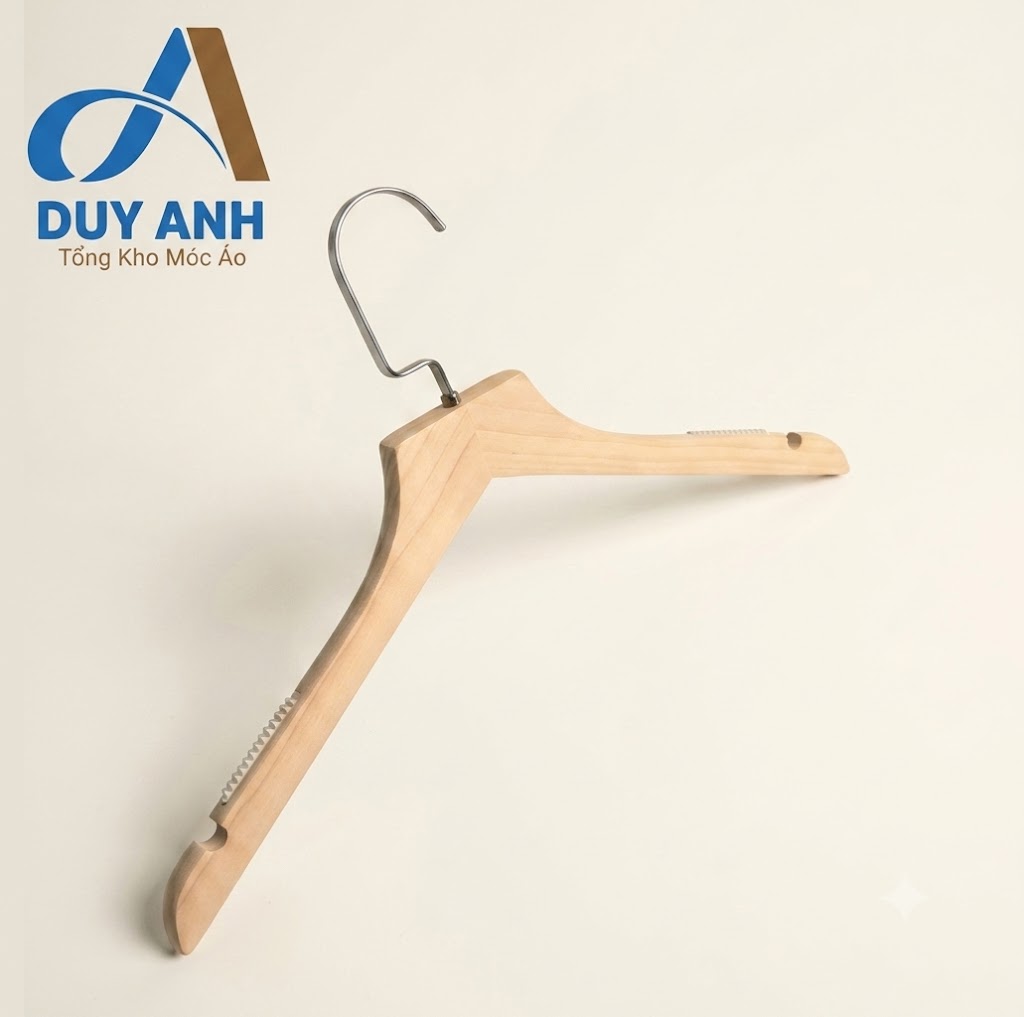 Móc Áo Gỗ Nữ - Mộc Bằng - Đầu Mạ Vàng