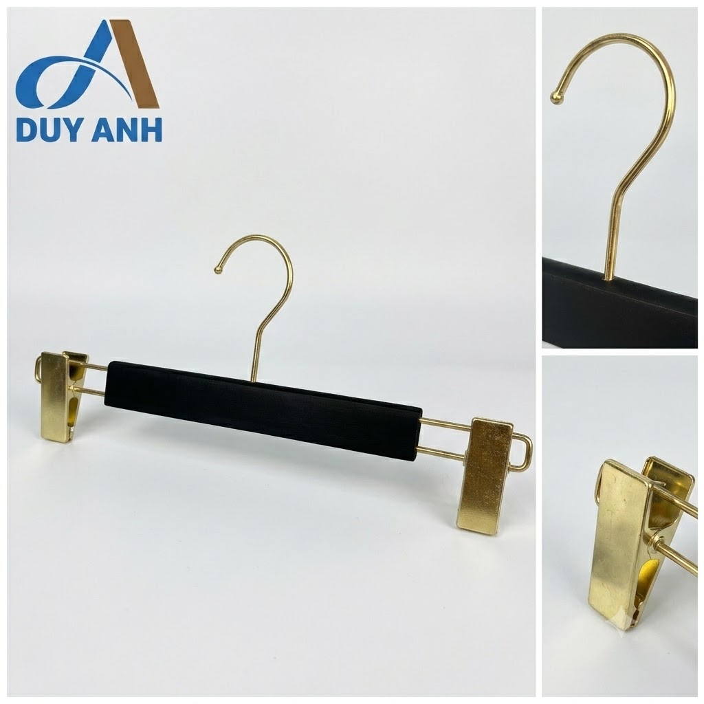 Kẹp Quần Gỗ Đen Cao Cấp - Kẹp Mạ Vàng