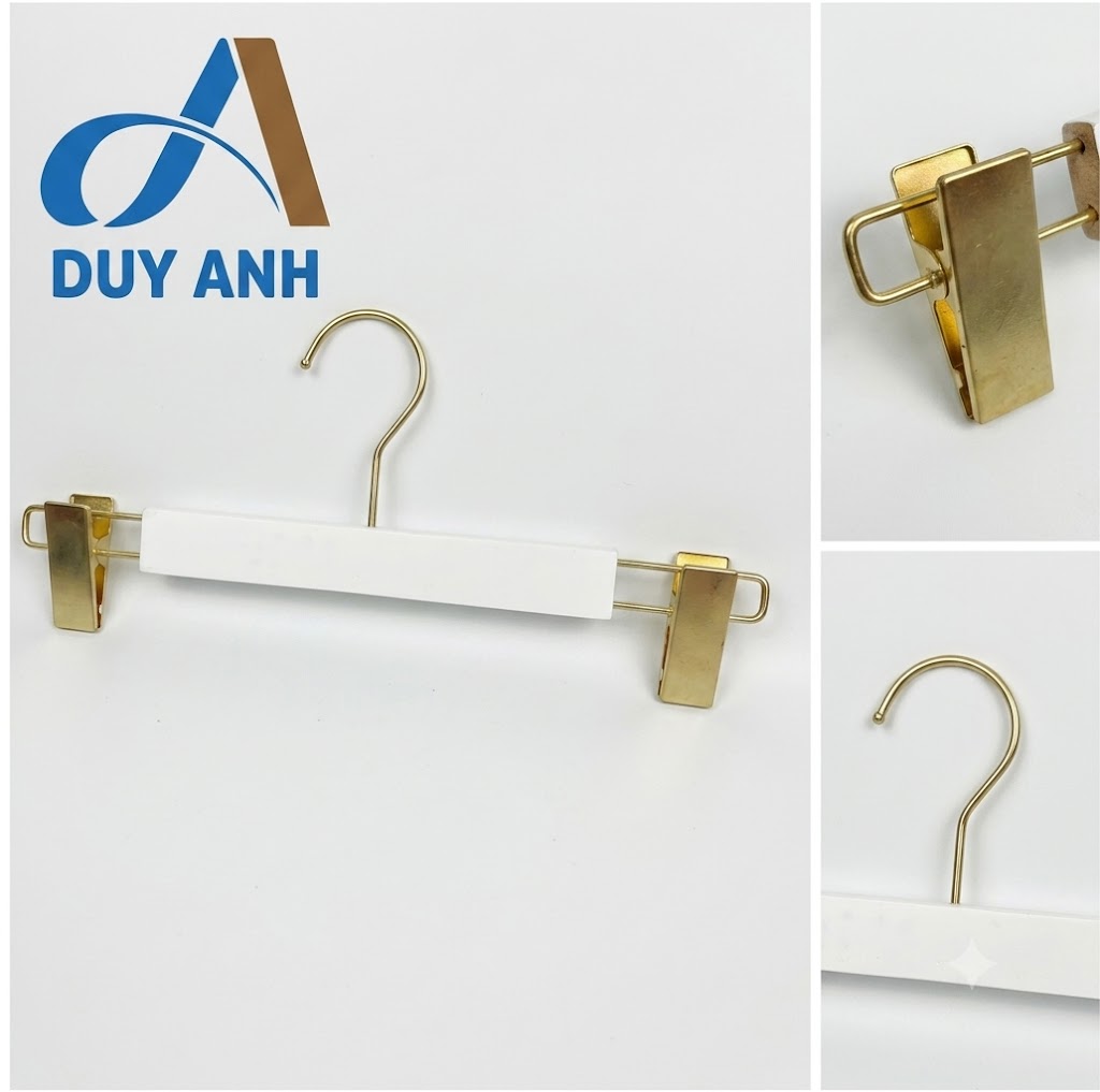 Kẹp Quần Gỗ Trắng Cao Cấp - Kẹp Mạ Vàng