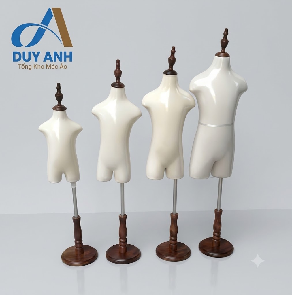 Manocanh Trẻ Em Không Tay Chân Gỗ Tròn Cao Cấp – Đủ Size 1-10 Tuổi (Màu Nâu & Vàng Wood)