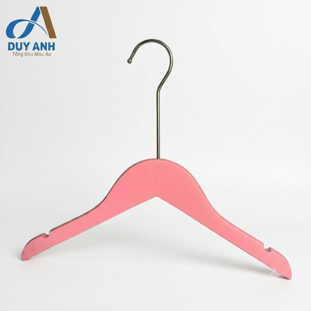 Móc Áo Gỗ Trẻ Em -  Tròn - Đầu Mạ Crom Bạc