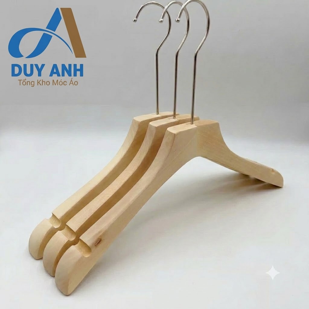 Móc Áo Gỗ Nữ - Gỗ Mộc - Vai Áo Dày 2cm
