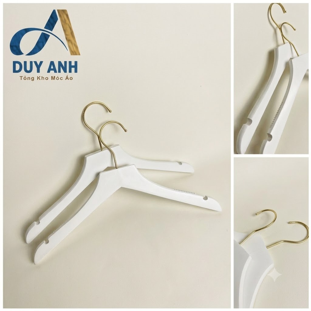 Móc Áo Gỗ Nữ -  Bằng - Đầu Mạ Vàng