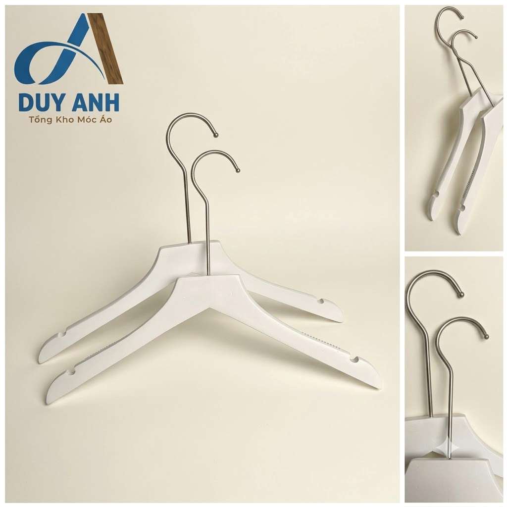 Móc Áo Gỗ Nữ -  Bằng - Đầu Mạ Crom Bạc