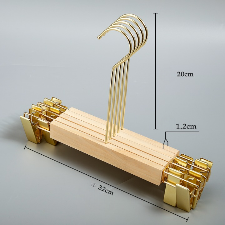 Kẹp Quần Gỗ Mộc Cao Cấp - Kẹp Mạ Vàng
