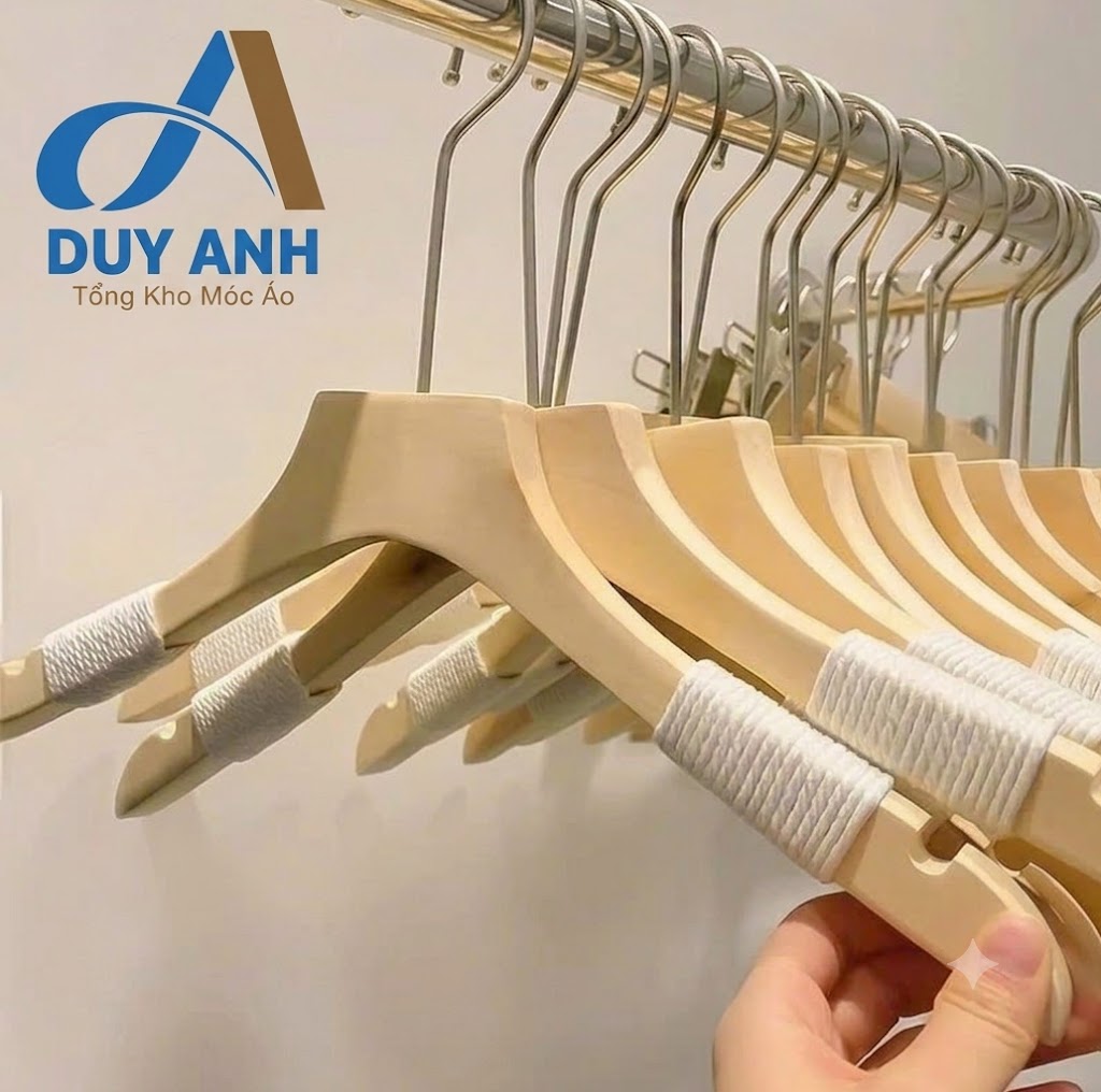 Móc Áo Gỗ Nữ - Gỗ Mộc - Vai Áo Dày 2cm