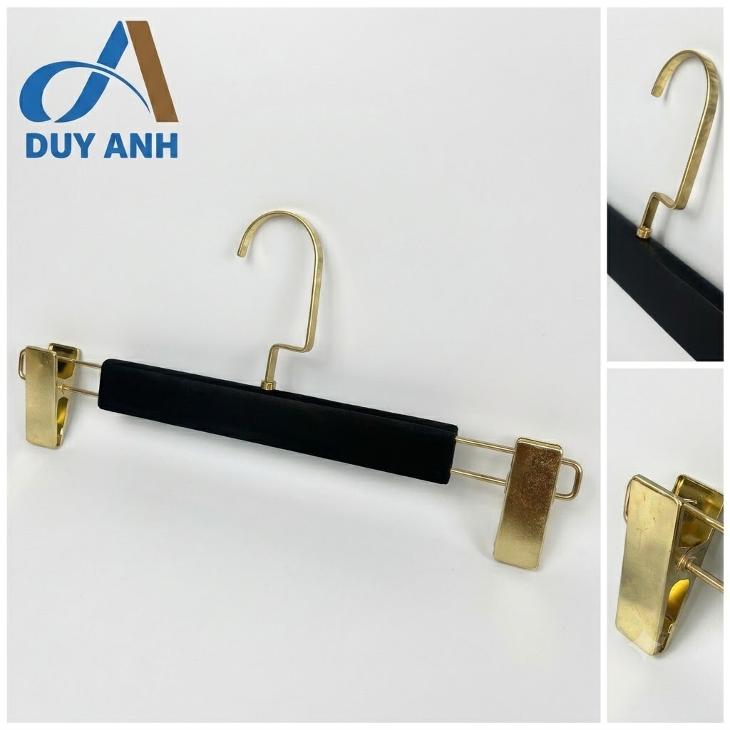 Kẹp Quần Gỗ Đen Cao Cấp - Kẹp Mạ Vàng