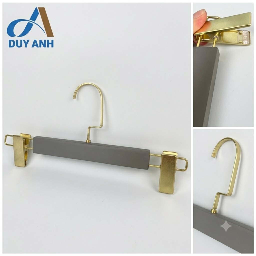 Kẹp Quần Gỗ Ghi Cao Cấp - Kẹp Mạ Crom