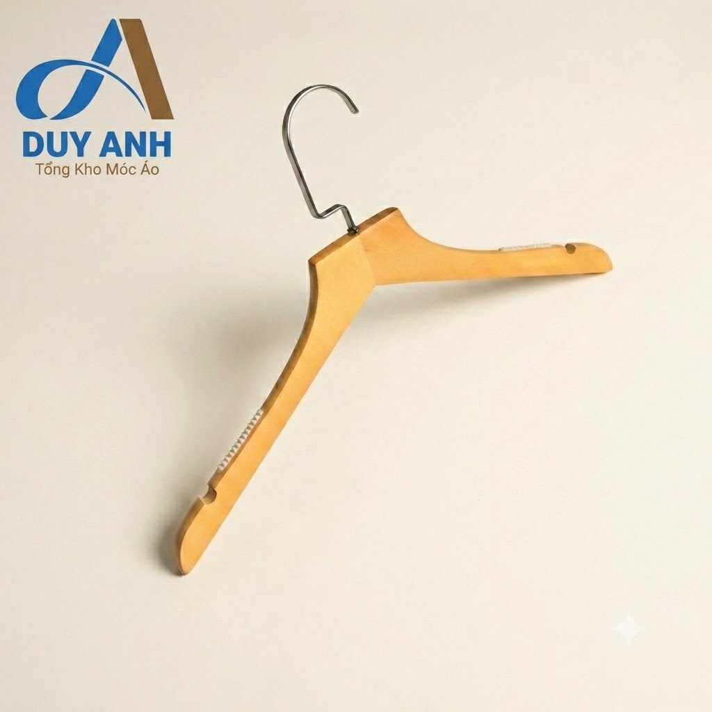 Móc Áo Gỗ Nữ - Vàng Bằng - Đầu Mạ Vàng