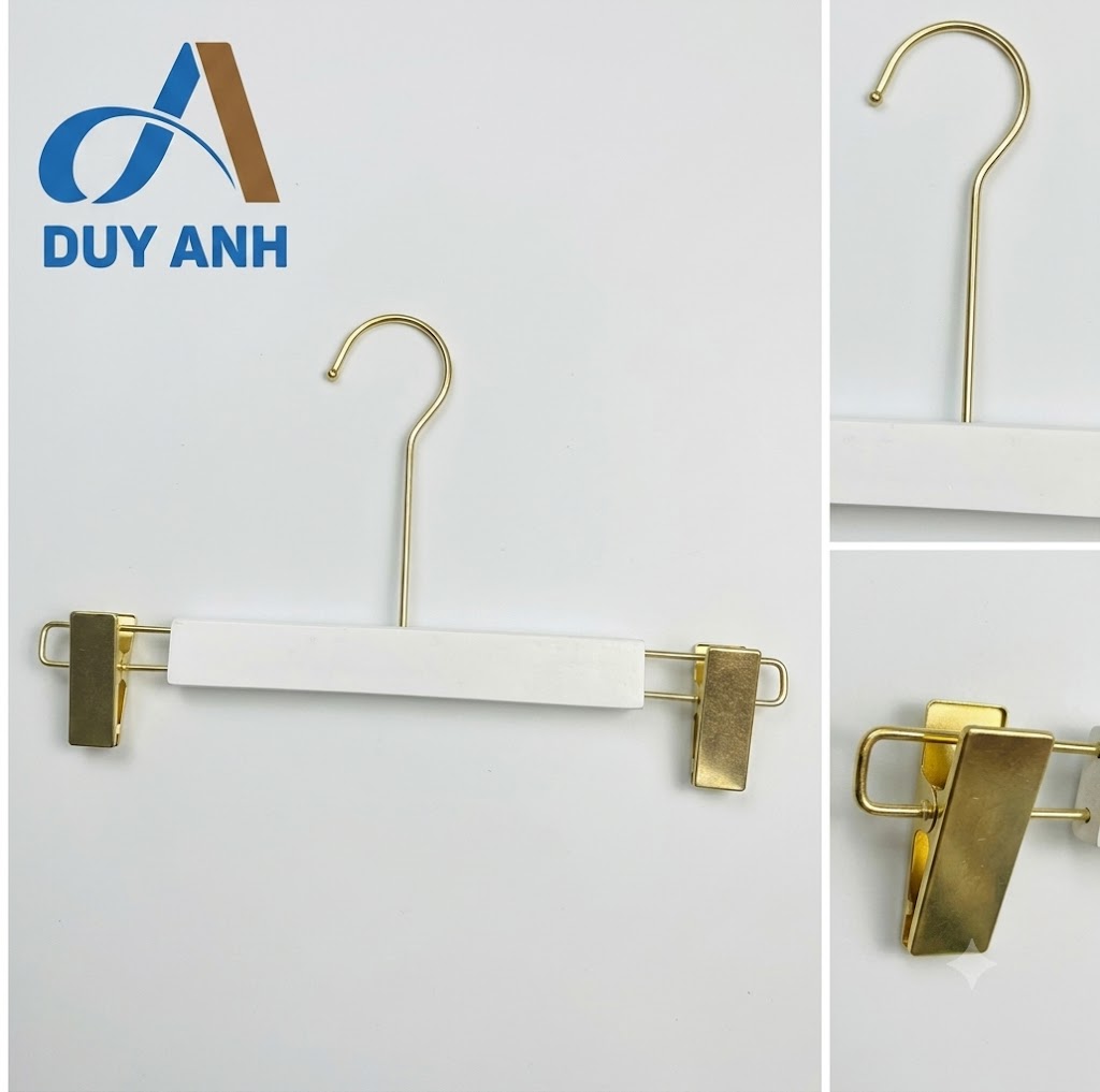 Kẹp Quần Gỗ Trắng Cao Cấp - Kẹp Mạ Vàng