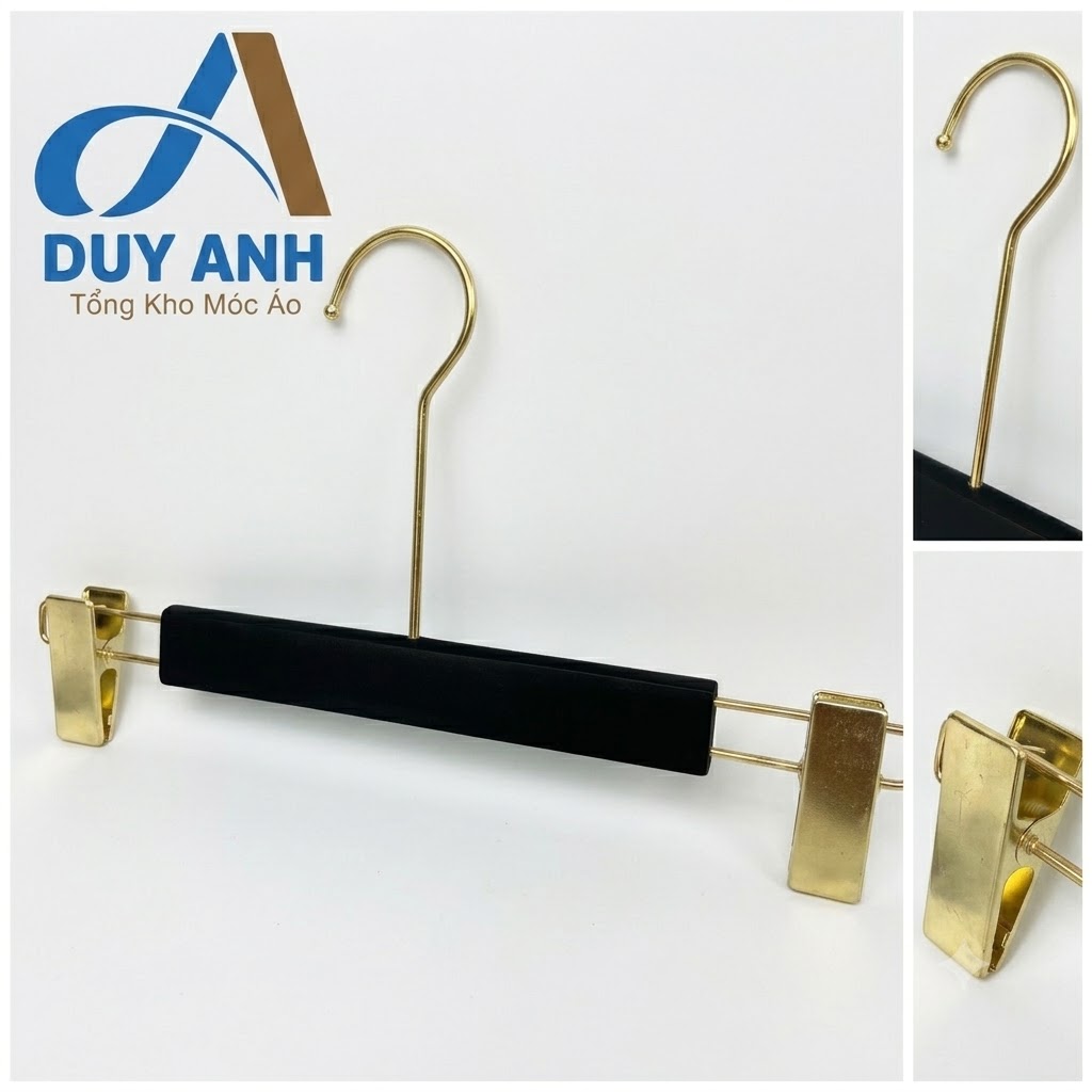 Kẹp Quần Gỗ Đen Cao Cấp - Kẹp Mạ Vàng