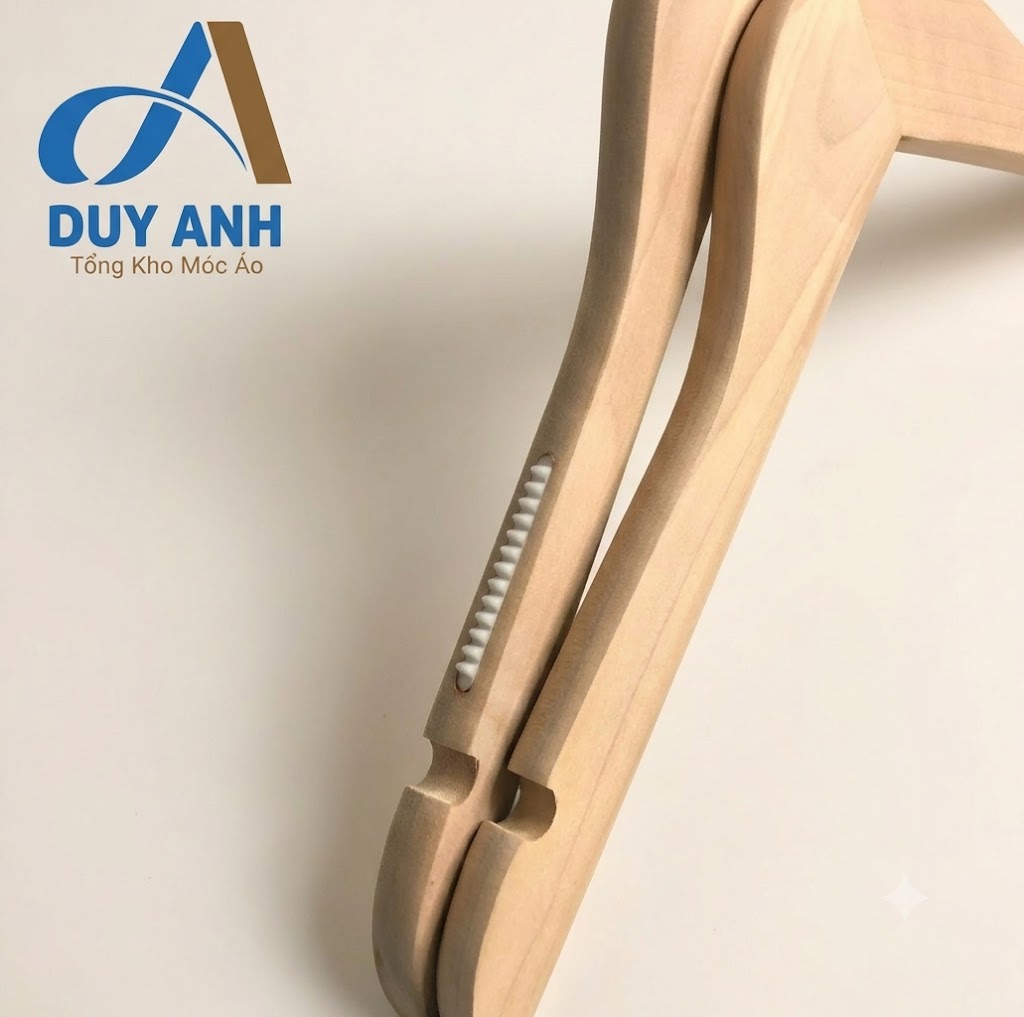 Móc Áo Gỗ Nữ - Mộc Tròn - Đầu Mạ Vàng
