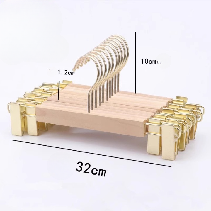 Kẹp Quần Gỗ Mộc Cao Cấp - Kẹp Mạ Vàng