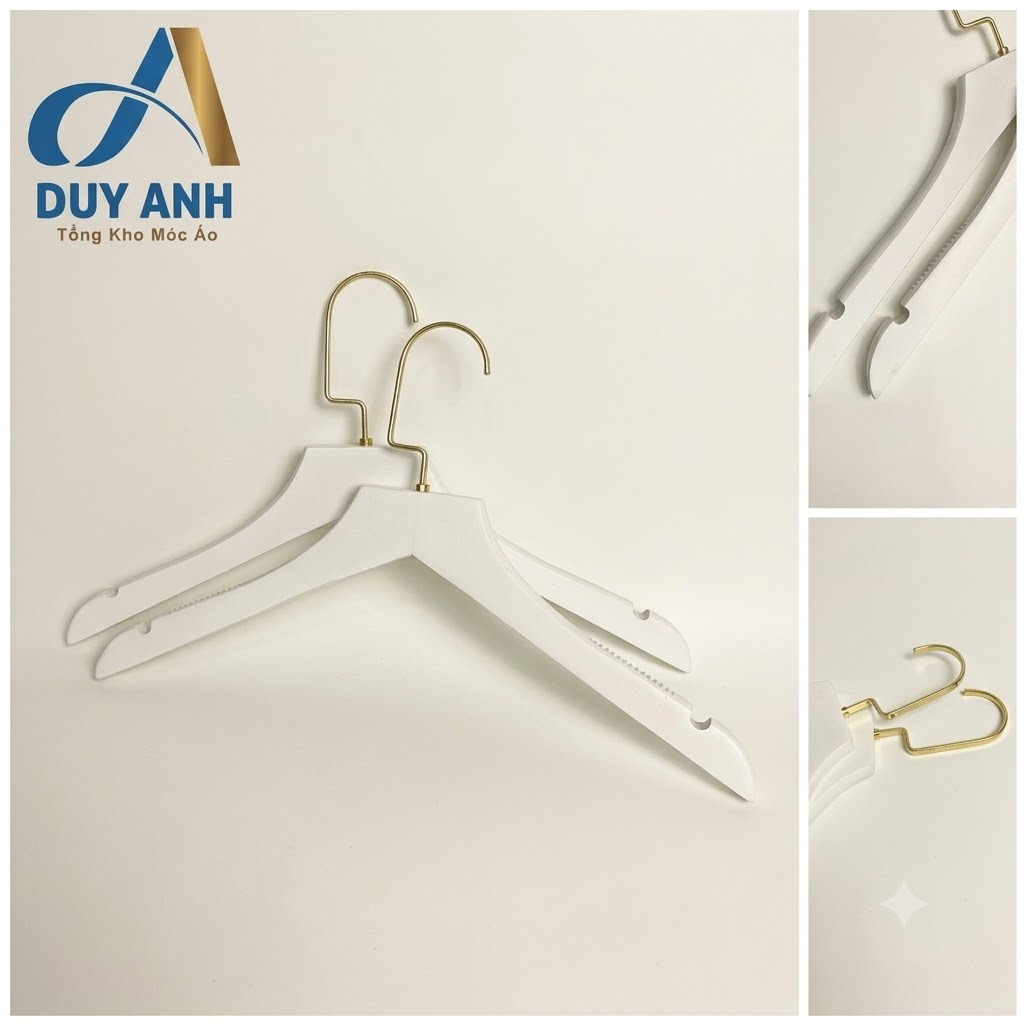Móc Áo Gỗ Nữ -  Bằng - Đầu Mạ Vàng