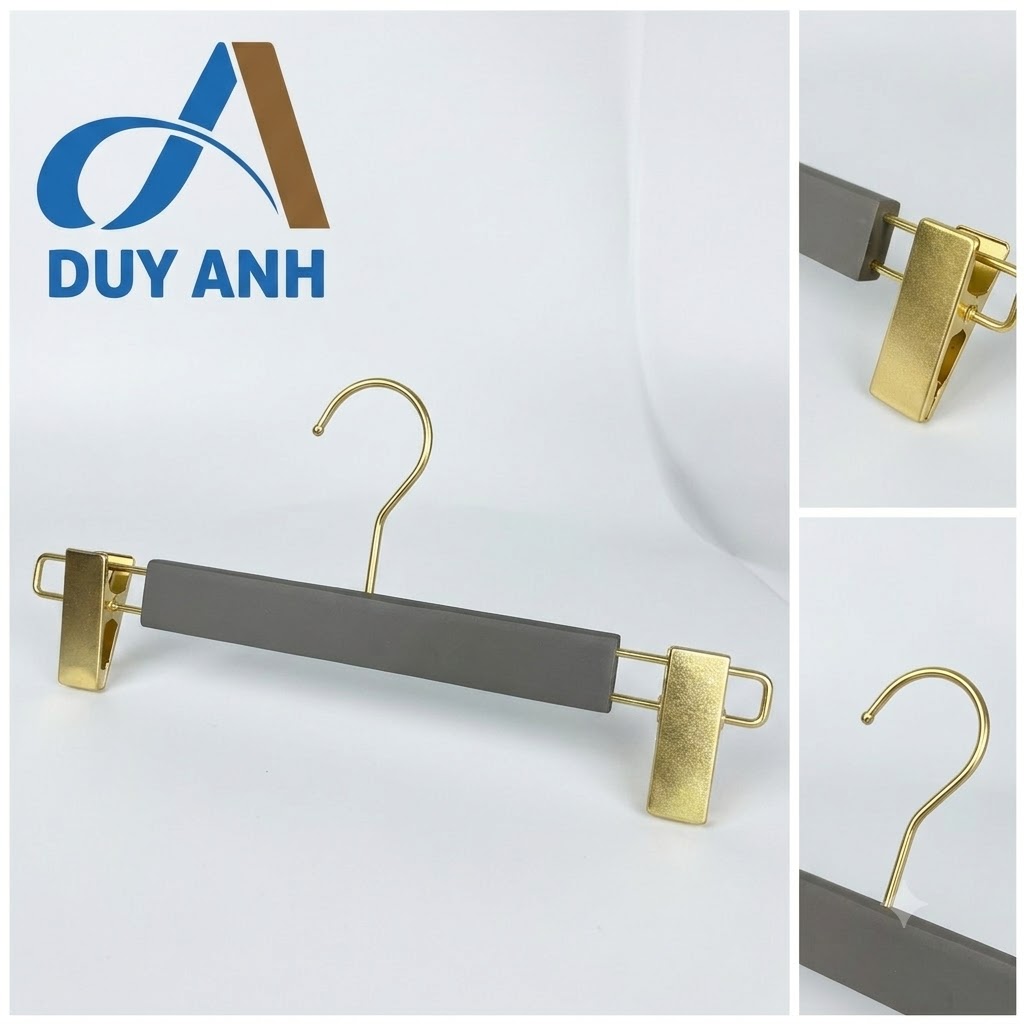 Kẹp Quần Gỗ Ghi Cao Cấp - Kẹp Mạ Crom