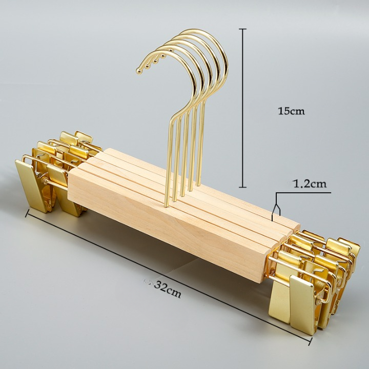 Kẹp Quần Gỗ Mộc Cao Cấp - Kẹp Mạ Vàng