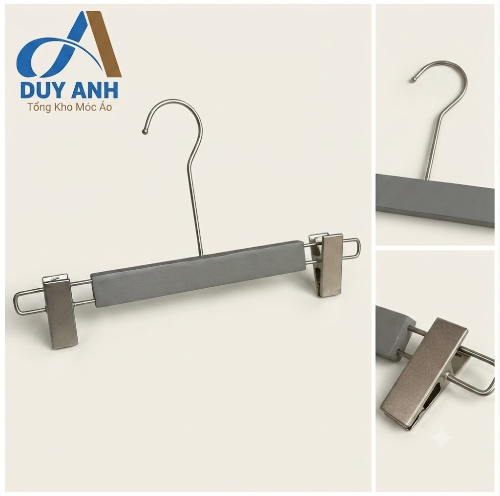 Kẹp Quần Gỗ Ghi Cao Cấp - Kẹp Mạ Crom