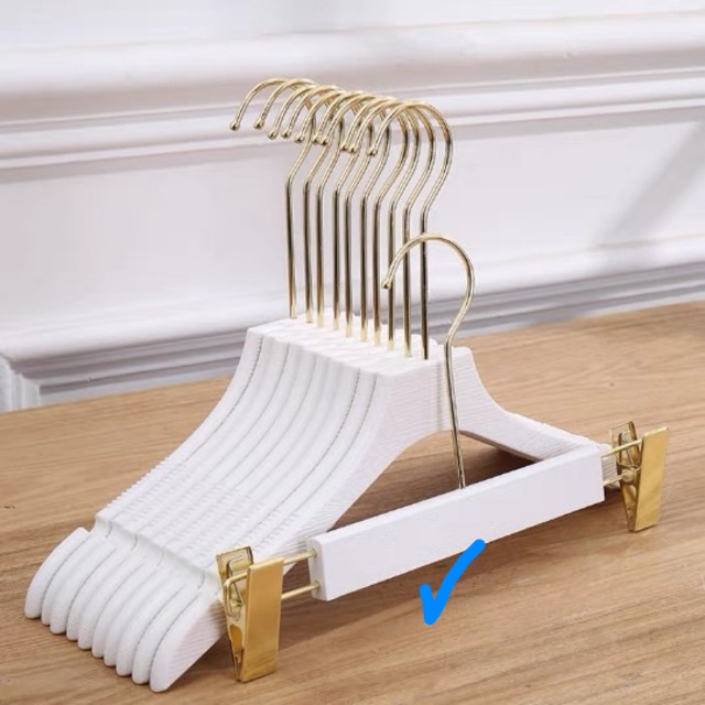 Kẹp Quần Gỗ Trắng Cao Cấp - Kẹp Mạ Vàng