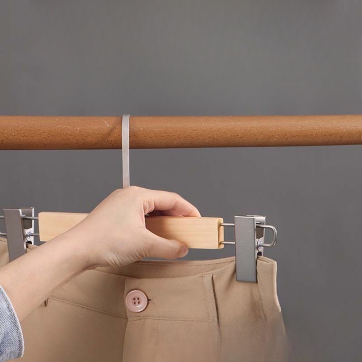 Kẹp Quần Gỗ Vàng Cao Cấp - Kẹp Mạ Crom
