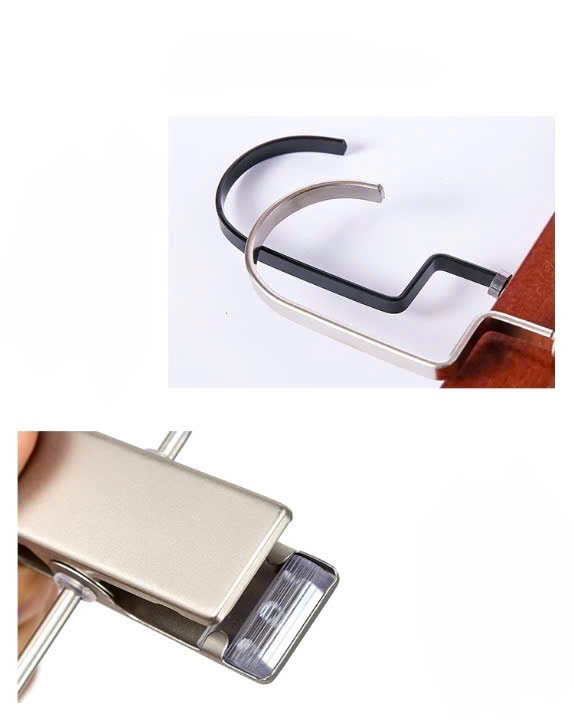 Kẹp Quần Gỗ Nâu Cao Cấp - Kẹp Ngang Mạ Crom