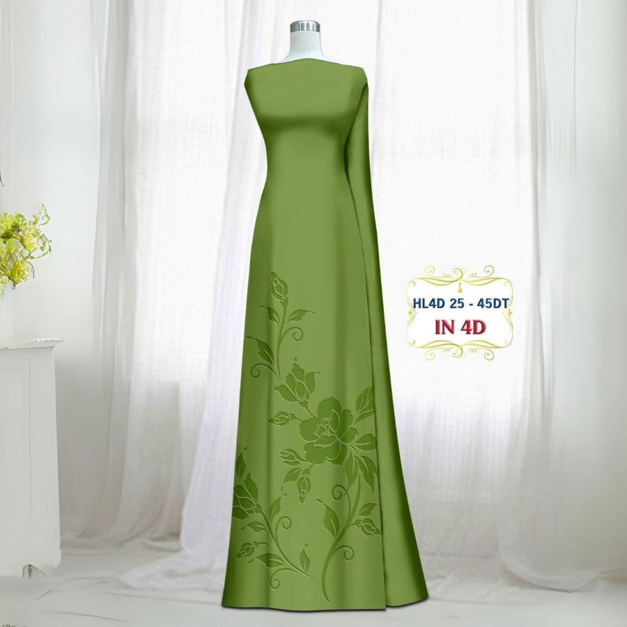 Vải Áo Dài Lụa Tô Châu In 4D – Họa Tiết Hoa Hồng Bông Tà – Đa Dạng Màu Sắc