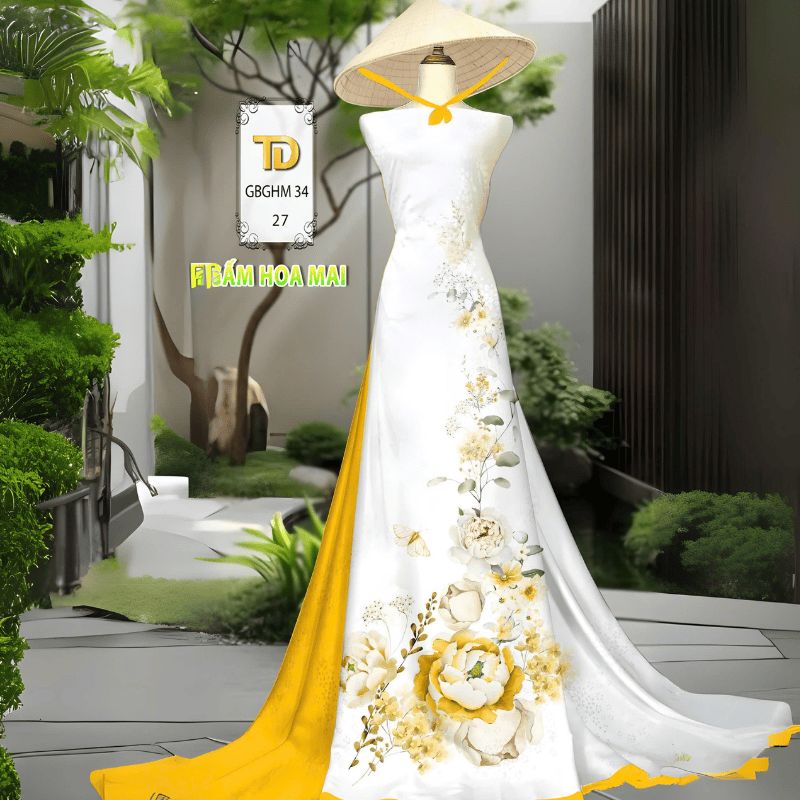 Tây Đô - Vải May Áo Dài Cao Cấp, Vải Gấm Hoa Mai In 3D Hoạ Tiết Nhẹ Nhàn Thanh Lịch