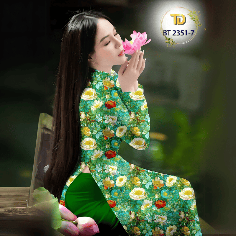 Vải Áo Dài Tây Đô - Vải May Áo Dài Họa Tiết Hoa Đều, In 3D Trên Nền Lụa Hồng Anh Cao Cấp