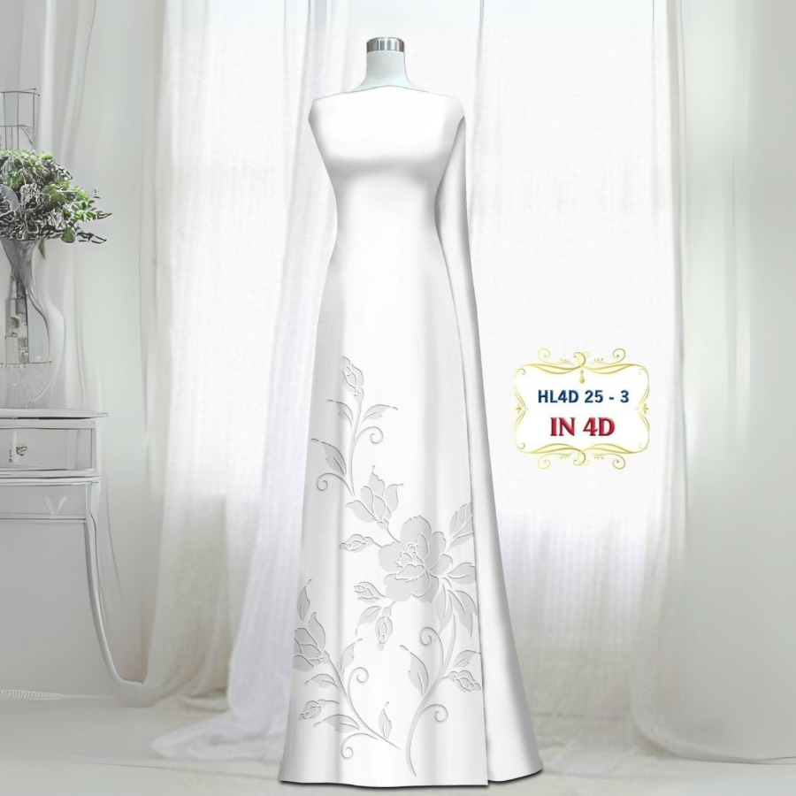 Vải Áo Dài Lụa Tô Châu In 4D – Họa Tiết Hoa Hồng Bông Tà – Đa Dạng Màu Sắc