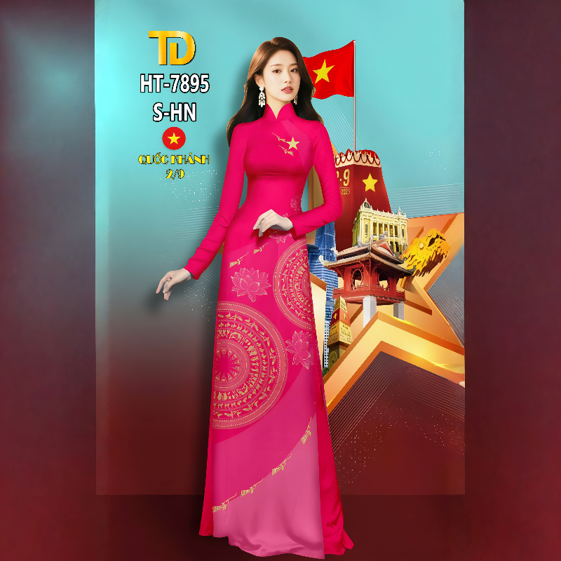 VẢI ÁO DÀI TÂY ĐÔ – HỌA TIẾT TRỐNG ĐỒNG, HOA SEN, CỜ VIỆT NAM