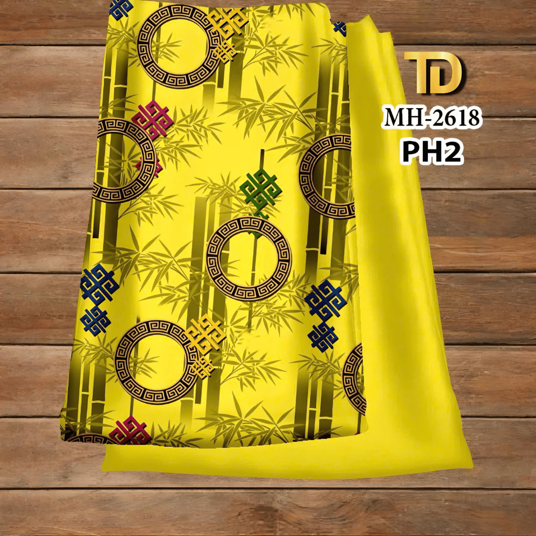 Vải May Áo Dài Họa Tiết Lá Trúc In 3D – Thanh Lịch & Tinh Tế