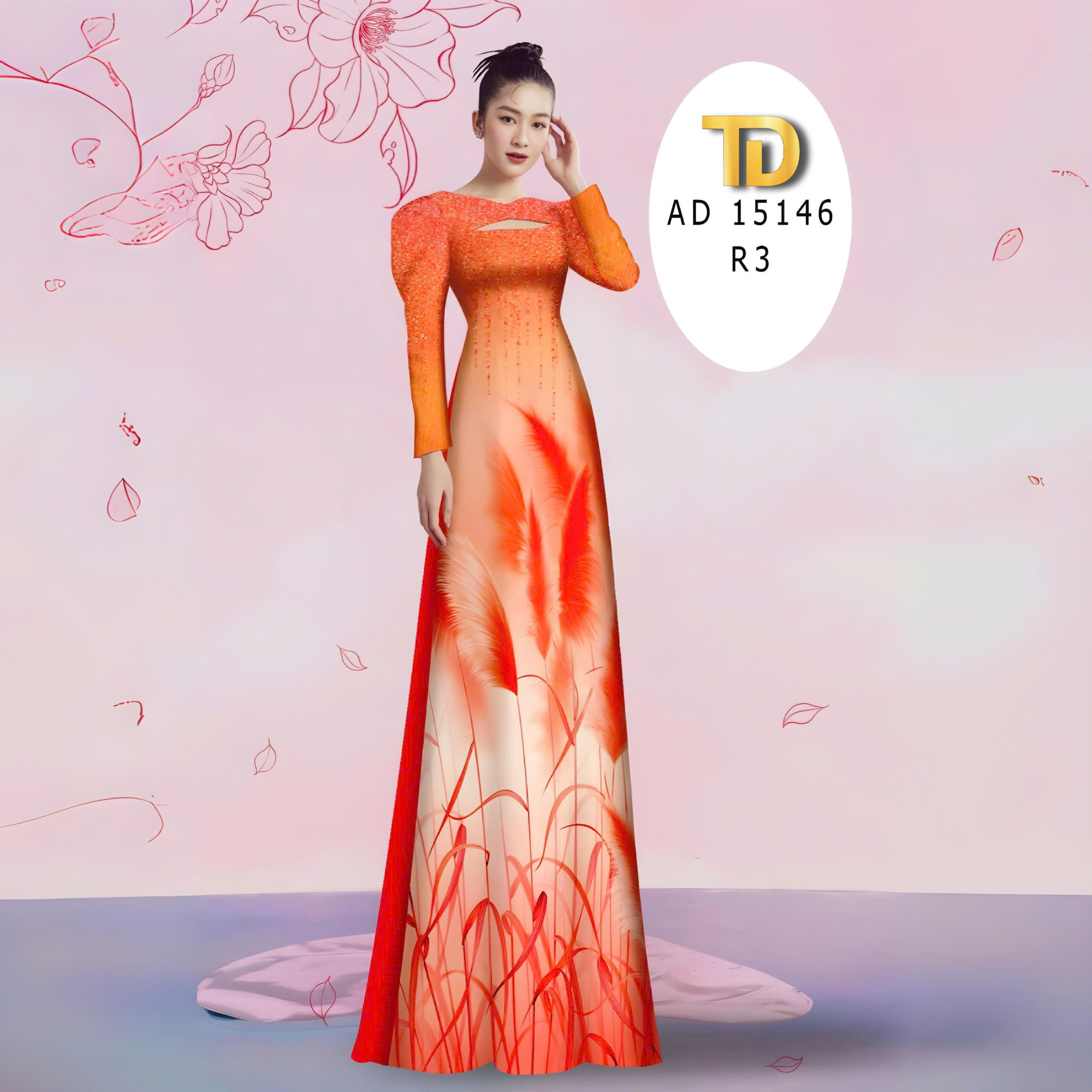 Tây Đô - Vải May Áo Dài Lụa Tô Châu in 3D, Hoạ Tiết Cỏ Bông Lâu Siêu Đẹp, Siêu Sang