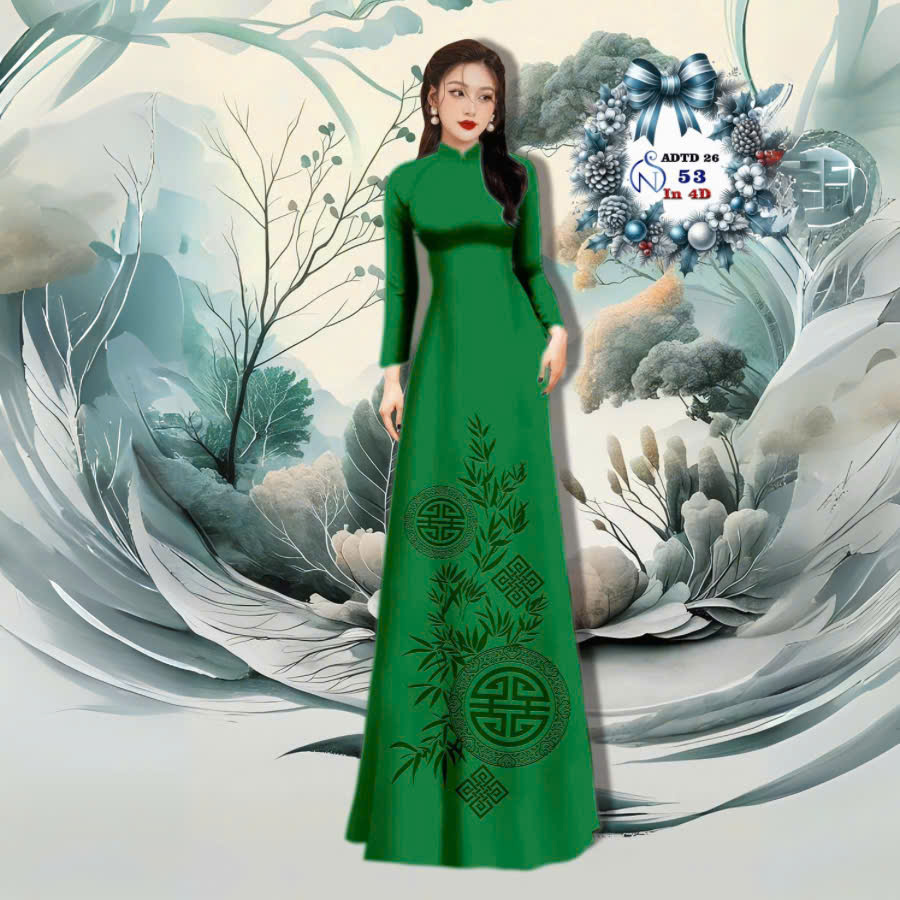 VẢI ÁO DÀI TÂY ĐÔ – LỤA TÔ CHÂU IN 4D HỌA TIẾT CHỮ THỌ VÀ LÁ TRÚC