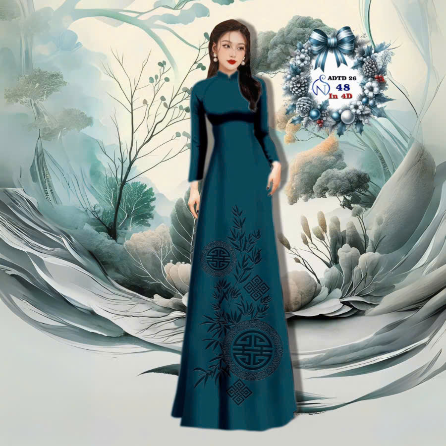 VẢI ÁO DÀI TÂY ĐÔ – LỤA TÔ CHÂU IN 4D HỌA TIẾT CHỮ THỌ VÀ LÁ TRÚC